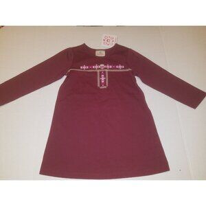 New Hanna Andersson Dress Size 100 / 4T burgundy long sleeve ornament